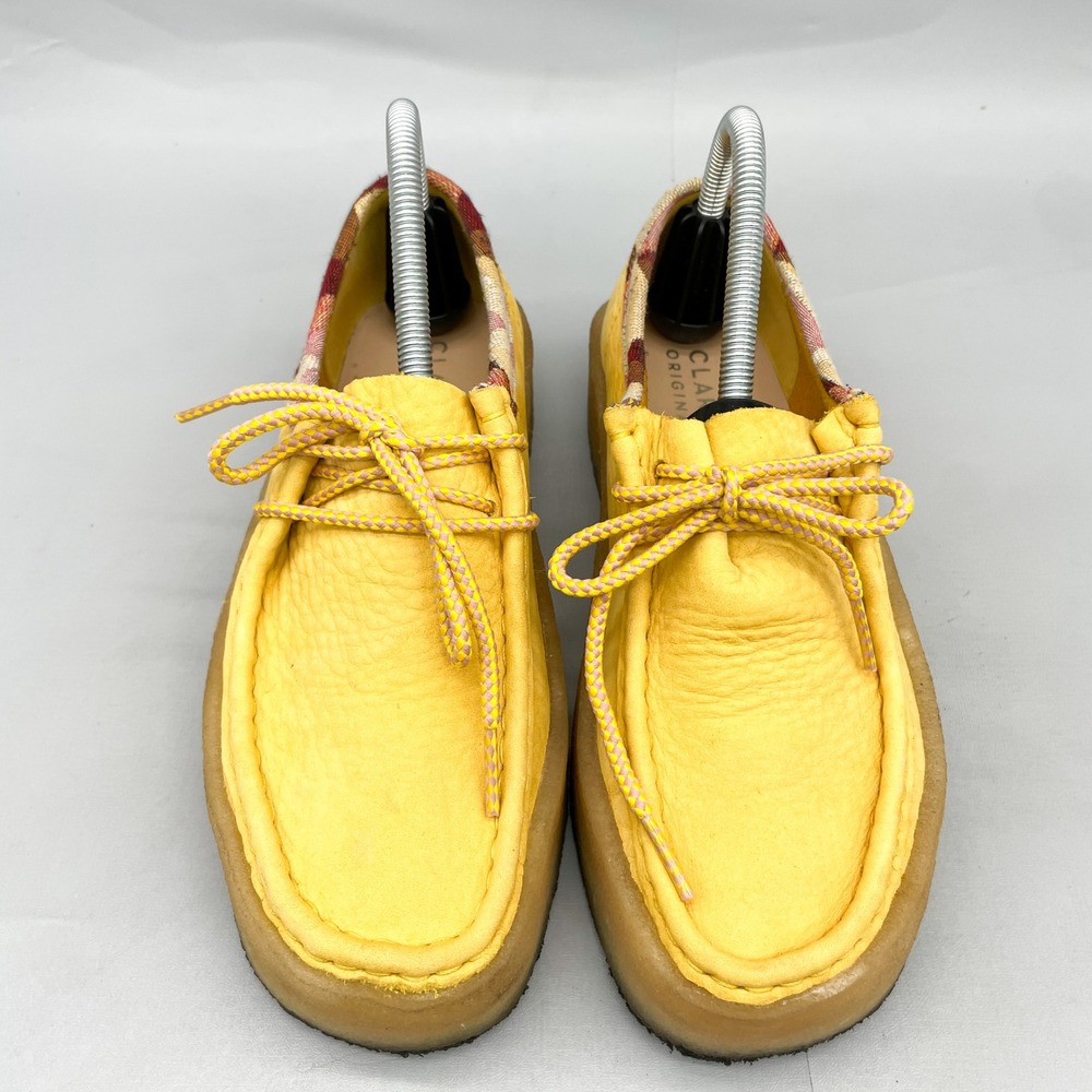 Clarks Womens 8.5 Originals Wallabee Cup Yellow Leather Plaid Trim Boho Moccasin - Picture 3 of 12